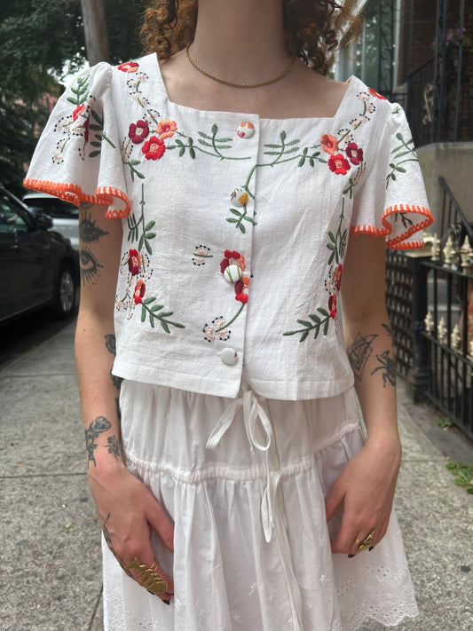 embroidered floral blouse