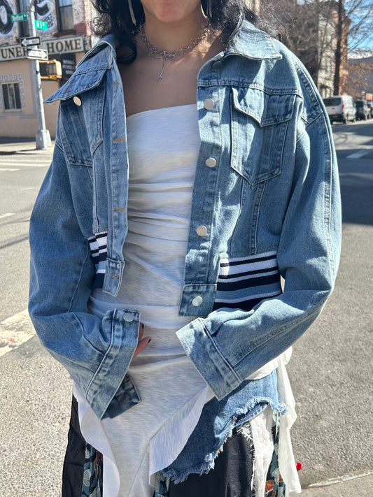 ribbed denim jacket