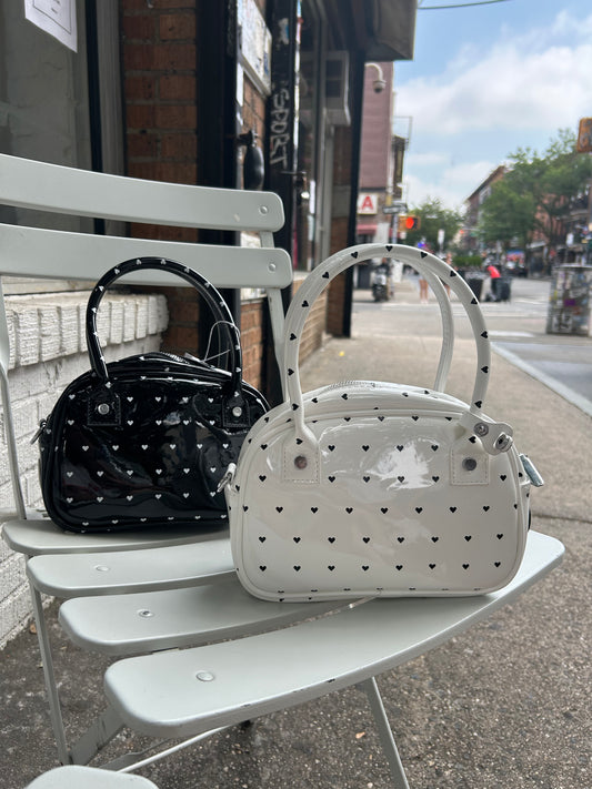 heart print handbag