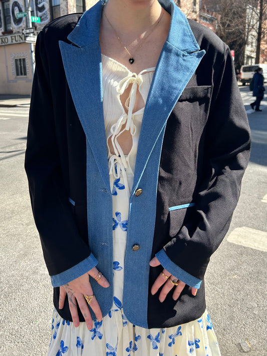 denim combo blazer