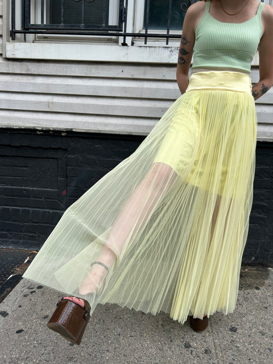 short layered long mesh skirt
