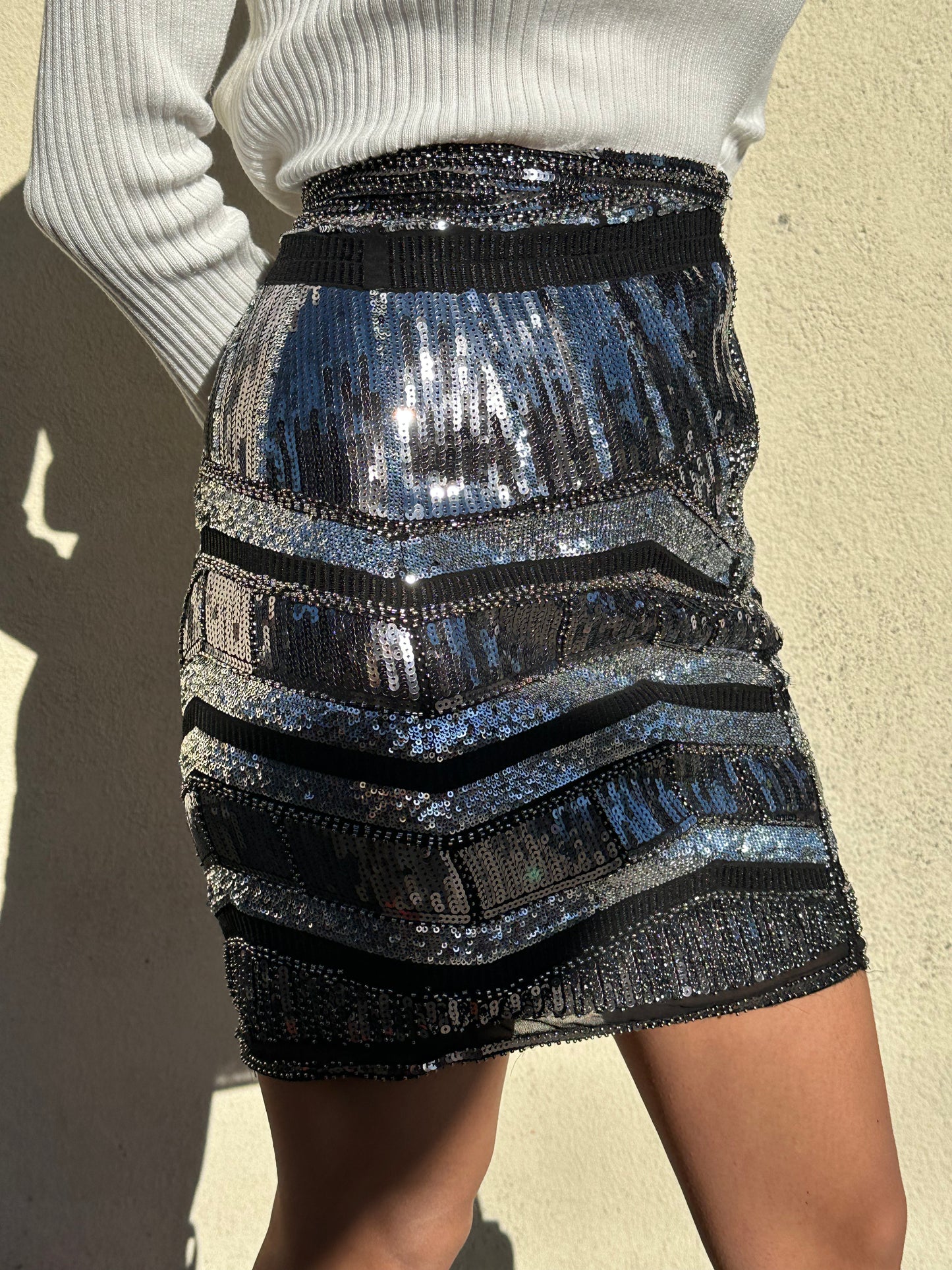 sequin embellished short skirt