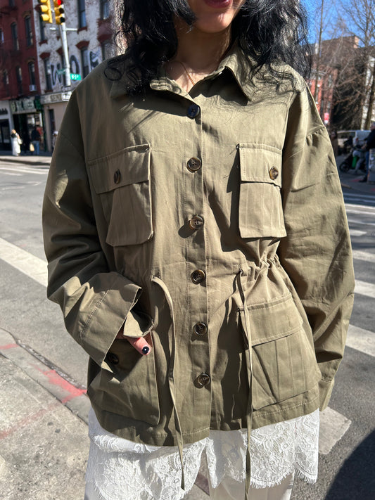 lace trim safari jacket