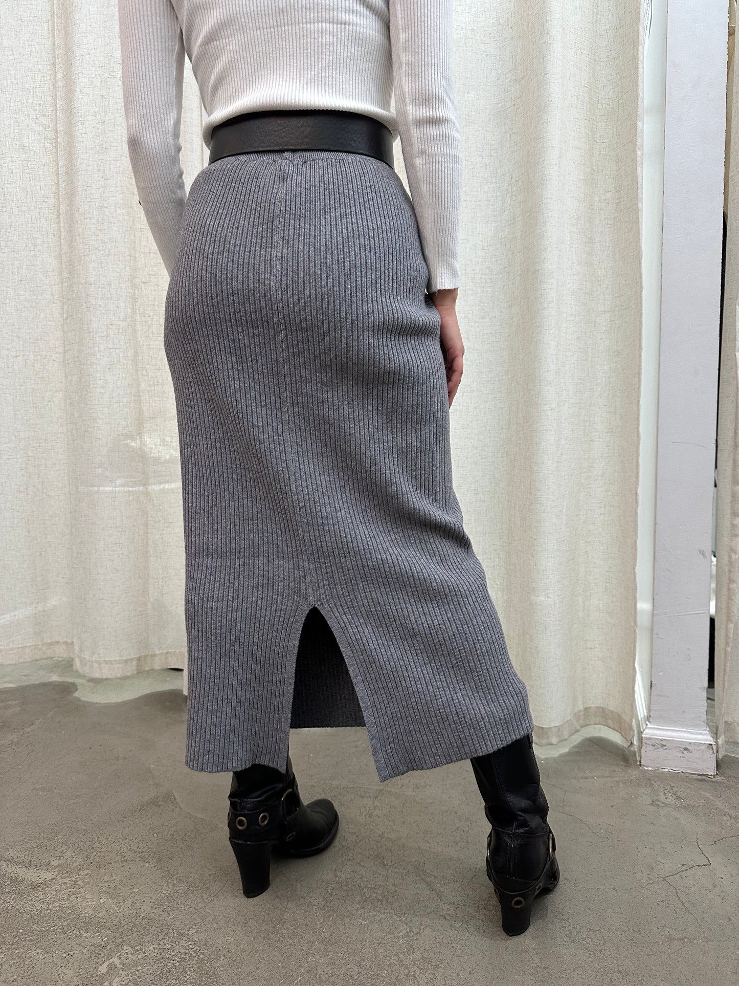 rib knit long skirt