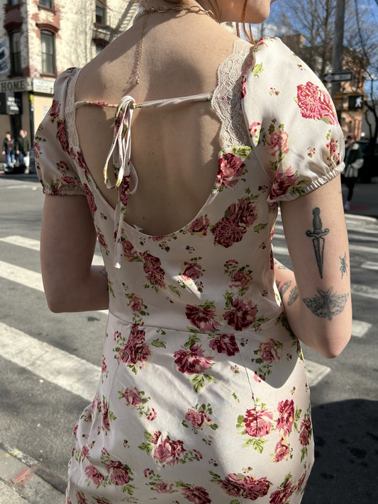 floral lace trim dress