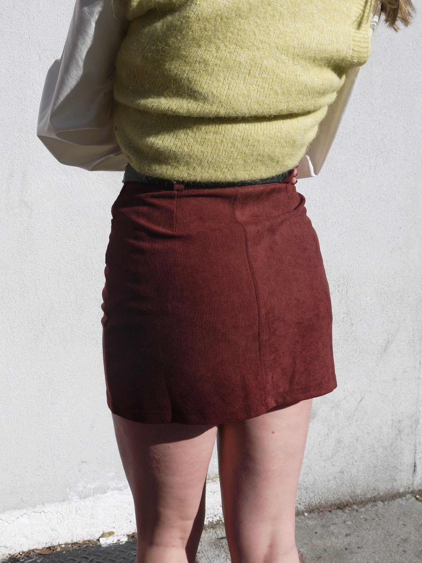 belted corduroy short skirt