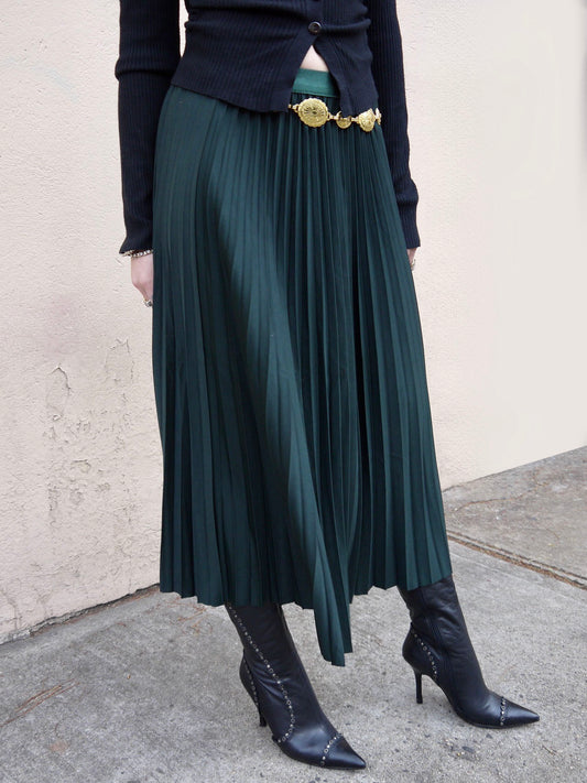 solid pleated skirt