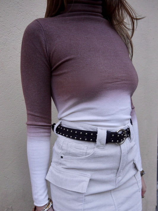 turtleneck ombre long slv top