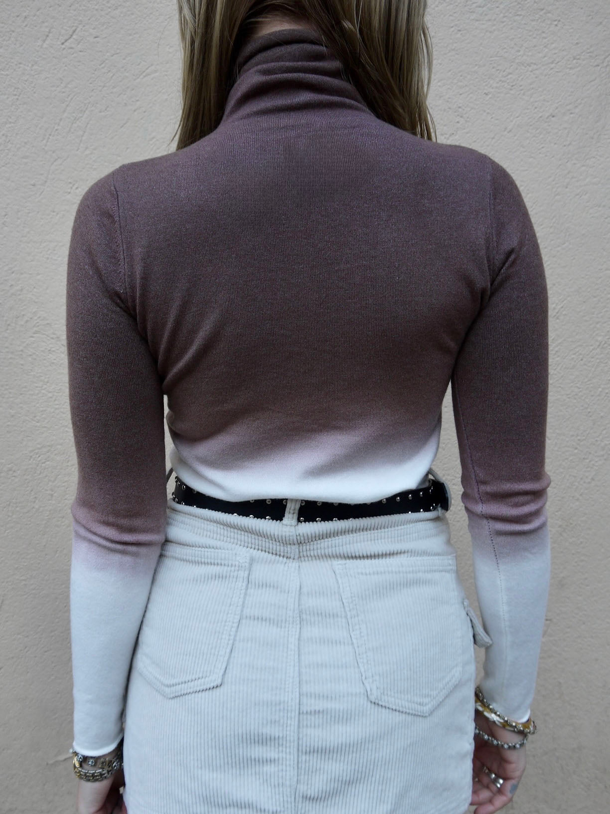 turtleneck ombre long slv top