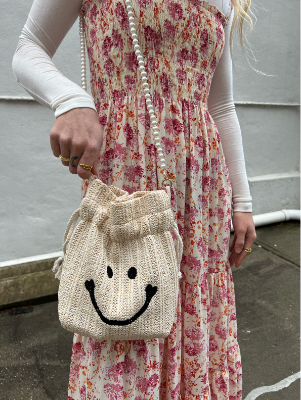 smiley face pearl strap bag