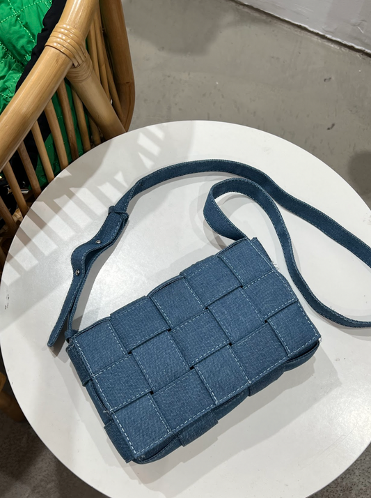 denim braid shoulder bag