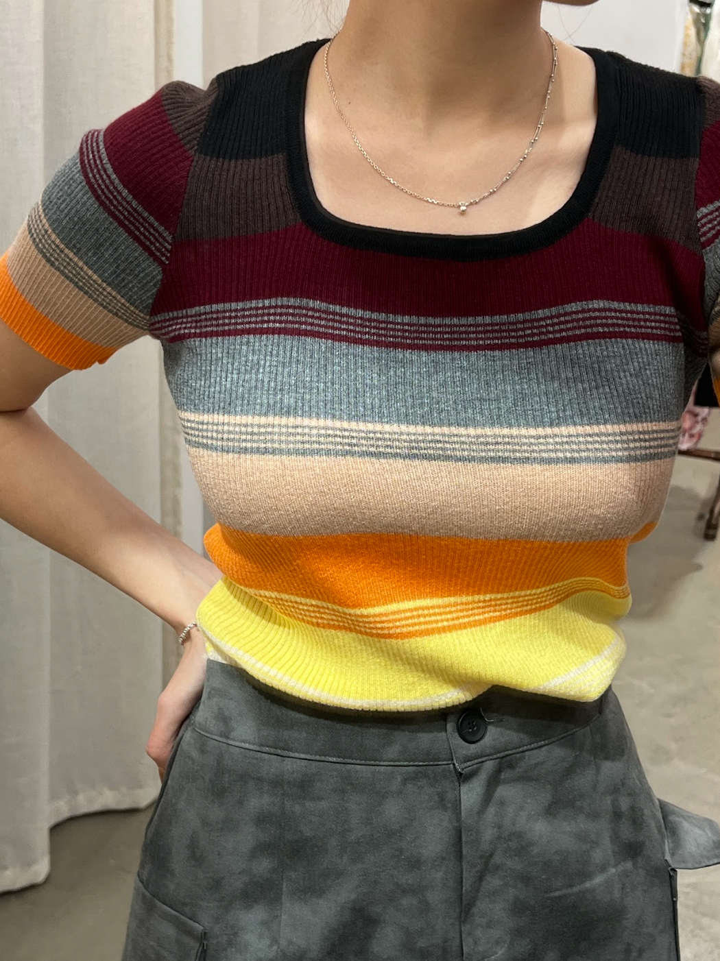 multi color knit top