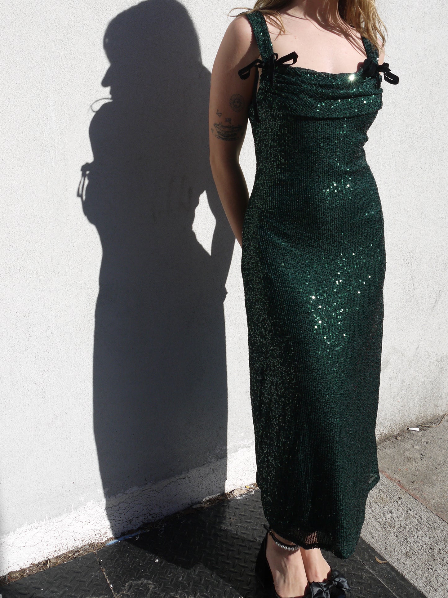 velvet sequin long dress