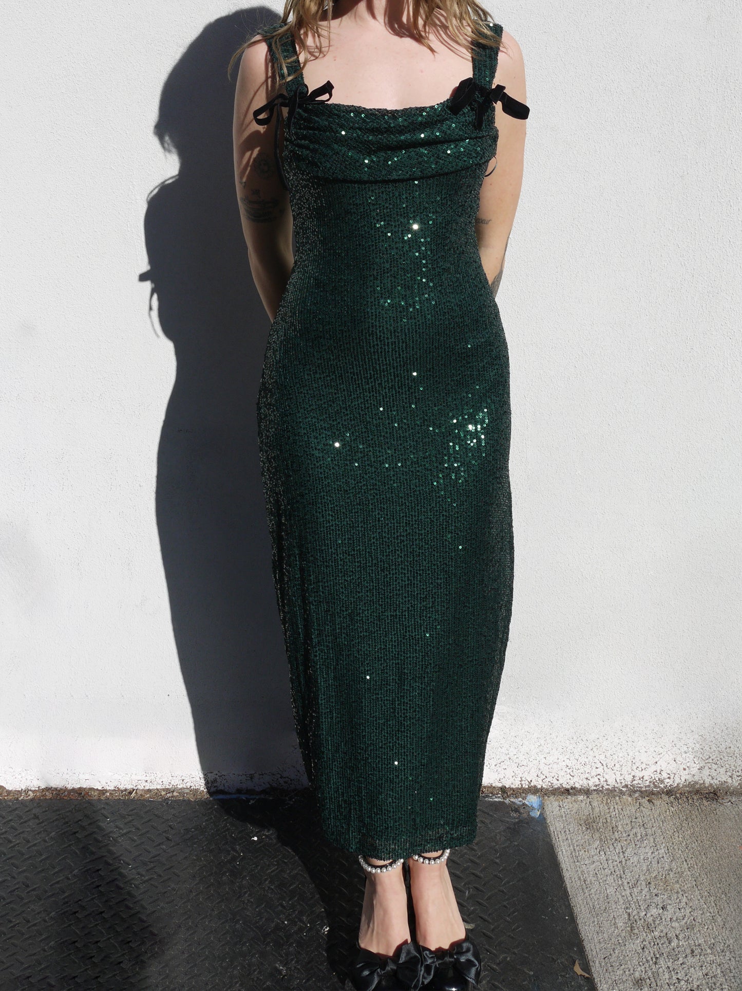 velvet sequin long dress