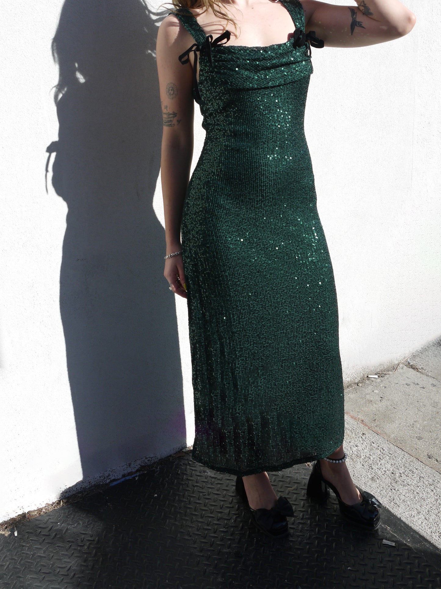 velvet sequin long dress