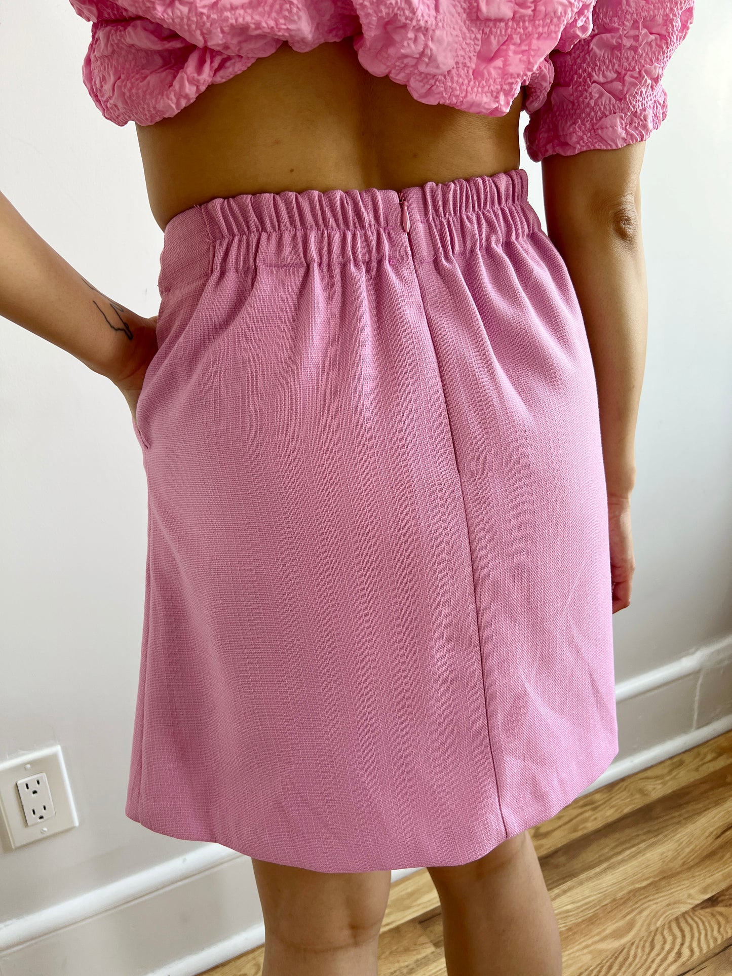 short subtle tweed skirt