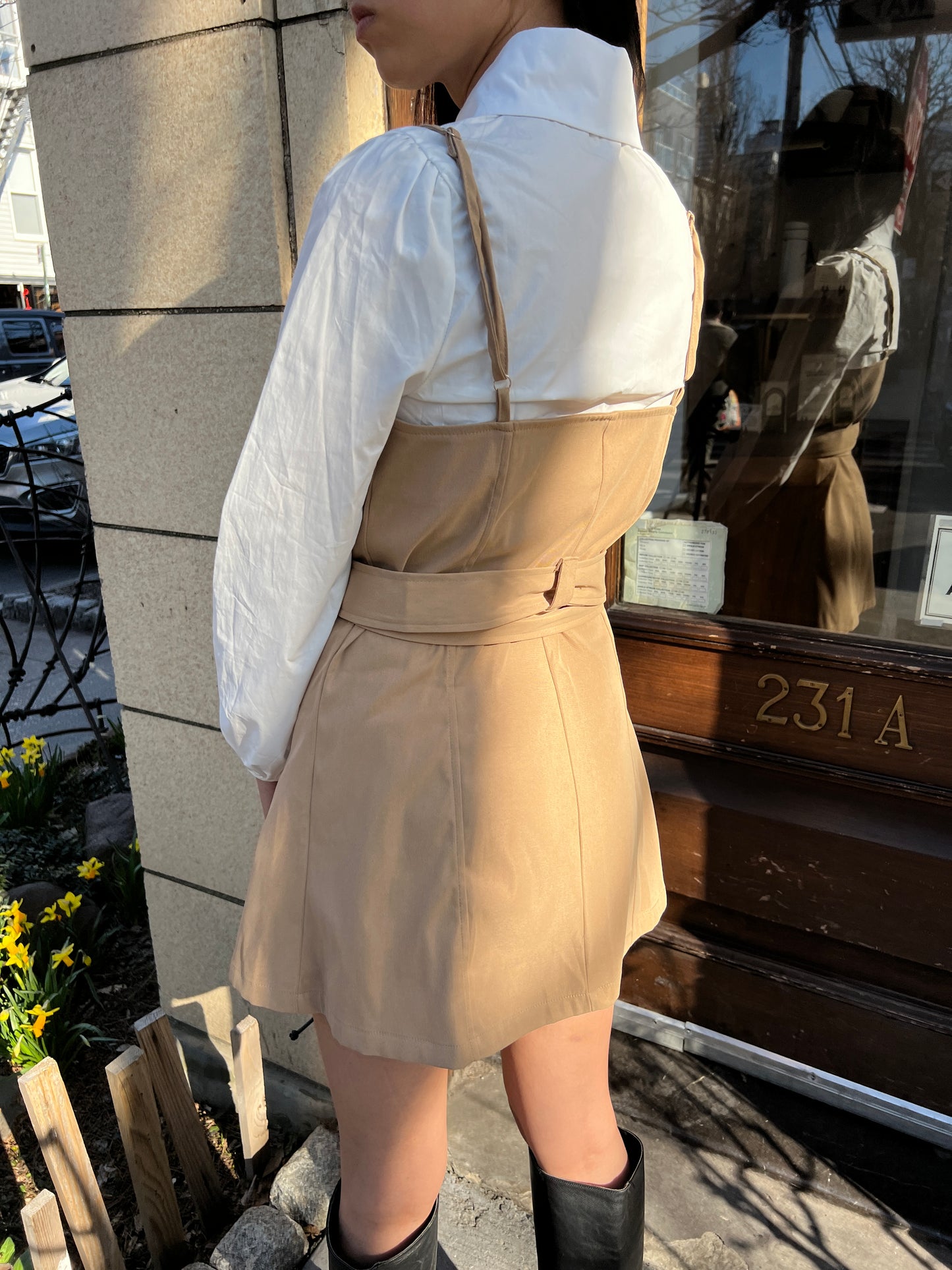 trench short dress w blouse set