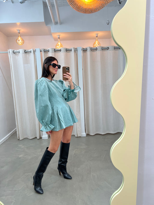 Puff Sleeve Short Dress
